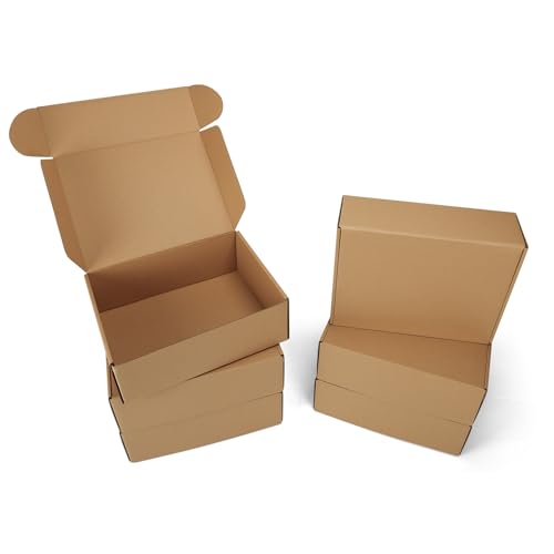 HORLIMER 6 Stück Versandkarton Flache Karton Box, 305x230x100 mm Mailer Boxen, Verpackungskartons aus Wellpappe für Warensendung, Geschenkbox, Faltkarton, Postkarton(Braun)
