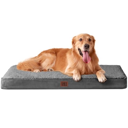 EHEYCIGA Orthopädisches Hundebett Grosse Hunde XL 112x81x9cm, Hundekissen Waschbar Flauschig, Hundematte Hundematratze für Kiste, Grau