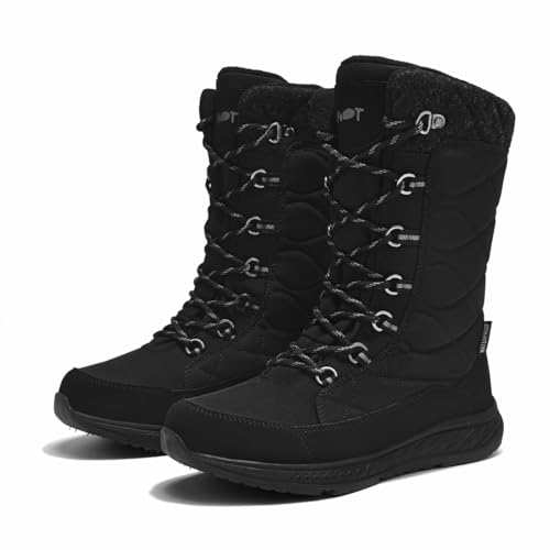 Merdoo Winterstiefel Damen Wasserdicht Schneestiefel Winterschuhe Winterboots Warme Gefüttert Snow Boots Winter Stiefel Schwarz 39