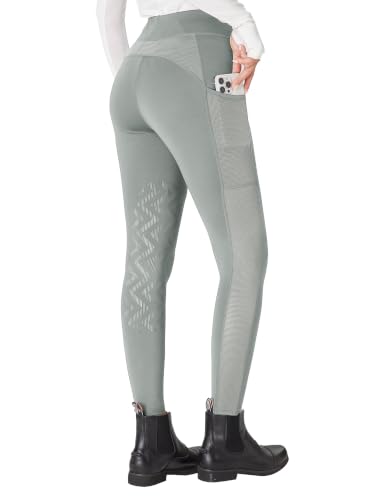 FitsT4 Sports Reithose Damen Reitleggings mit Kniebesatz rutschfest Sommer