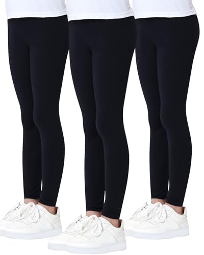 Charmi Mädchen Leggings Sport Baumwoll Hosen 3er-Pack Schwarz 152-158 (Herstellergröße 160)