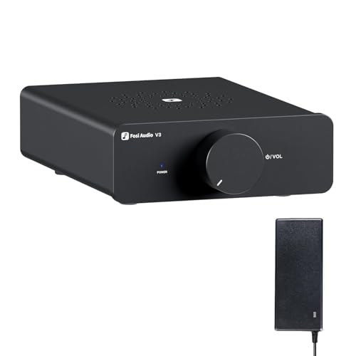 Fosi Audio V3 Mini Verstärker, 300Wx2 Stereo Verstärker Hifi mit TPA3255 Amp Chip & Austauschbare Op-Amps, Innovatives Wärmeabfuhrdesign, Audio Verstärker Class D mit Lautstärkeregelung, Endstufe Hifi