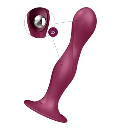 Satisfyer Double Ball-R Sex-Spielzeug | Doppelte Stimulation mit 2 Gewichtskugeln | Silikon-Dildo | Waterproof (IPX7) | Hautfreundliches Silikon | Anal-Plug und Vaginal | Farbe Beere