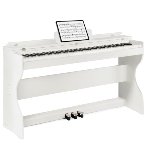 MUSTAR 88 Tasten E-Piano mit 3 Pedal-Adapter, Möbel-Ständer, Weiß