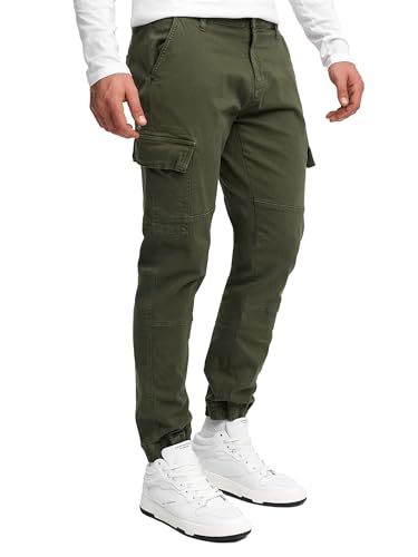 Indicode Herren August Cargohose aus Baumwolle mit 6 Taschen | Cargo Chino Hose f. Männer Army, L