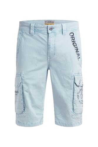 Camp David Herren Cargo Shorts mit Prints im Used Look Silver Blue, L