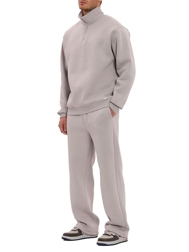 Redbridge Jogginganzug Zweiteiliges Sweat Set mit Half Zip Pullover und Hose Bequemer Sweatsuit für Freizeit Alltag und Loungewear Grau S