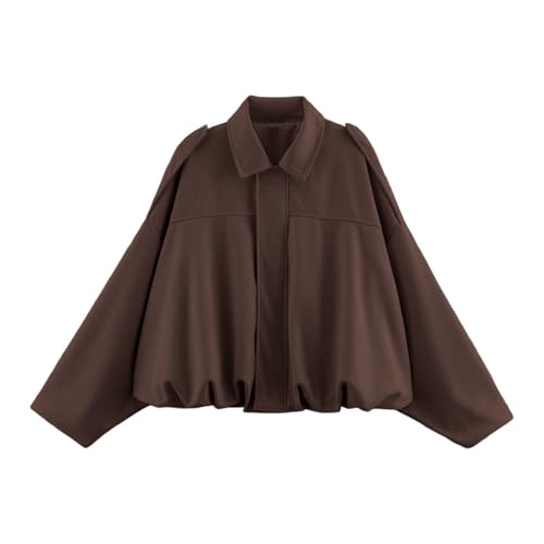 Wildlederjacke Damen Kurz Casual Übergangsjacke Bomberjacke mit Zip Tasche Streetwear Wildlederimitat Jacke für Frühling Herbst Elegante Winterjacke