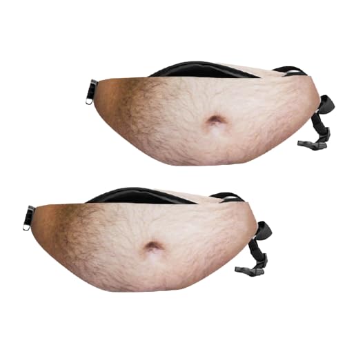 Bauchtasche Bauch Optik 2Pcs Lustige Belly Bag Herren Bierrucksack Reißverschluss Bauchtasche Als Bauch Taschen Bierbauch Tasche Hüfttaschen Bier Kostüm Funny Pack Belly Gürteltasche Für Sport Party