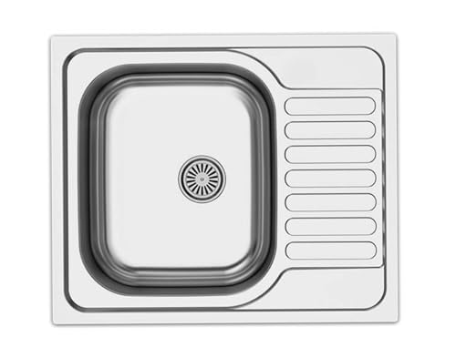 Premium Edelstahl Einbauspüle – Moderne, langlebige & pflegeleichte Küchenspüle mit satinierter Oberfläche & Siphon-Set, ideal für Küche, Gewerbe & Gastronomie (60x50x15)