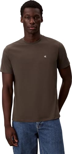 Calvin Klein Herren T-Shirt Kurzarm Classic Monogram Tee mit Rundhalsausschnitt, Braun (Beluga), L