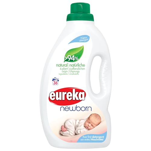 Eureka Newborn Flüssigwaschmittel für Neugeborene & Familie – 94% Natürliche & Pflanzliche Inhaltsstoffe, Hypoallergen, 1,8 L (~36 Wäschen)