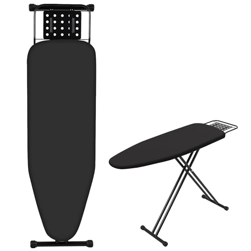 Aoufottes Klappbares Bügelbrett, Ironing Board,Robustes Dampfbügelbrett mit Bügeleisenablage,mit rutschfesten Füßen, stabiles Gestell,Tischbügelbrett mit Verstellbarer Höhe, Ironing area120x38cm