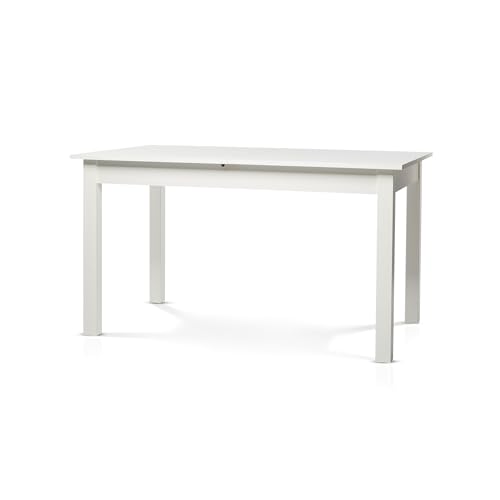 smart Esstisch 140x80 cm Weiß, Küchentisch ausziehbar bis 180 cm, Esszimmertisch aus Holzwerkstoff inkl. erweiterbare Auszugsplatte, moderner Tisch für bis zu 8 Personen