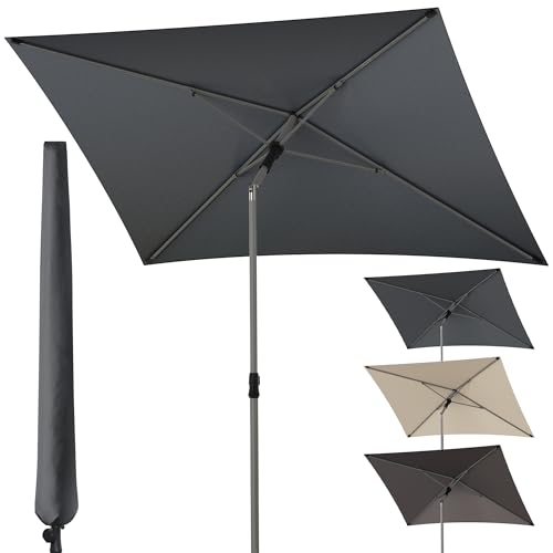 4smile Sonnenschirm Balkon 200x125 cm mit Schirmhülle, Anthrazit - UV50+ Sonnenschirm rechteckig knickbar höhenverstellbar, Sommer Schirm für Sonnenschutz Balkon als Ersatz für Ampelschirm