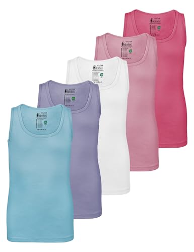 ALPIDEX Mädchen Unterhemd 5er Set 100% Baumwolle Basic Tank Top Trägertop Bequeme Achselhemden Ärmellose Kinder Unterhemden, Größe:158-164, Farbe:Cupcake