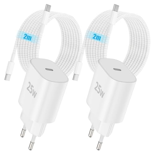 2Pack iPad Ladekabel und USB C Ladegerät, 25W USBC iPad Netzteil mit 2M USB-C Kabel Schnellladekabel für iPad Pro 13