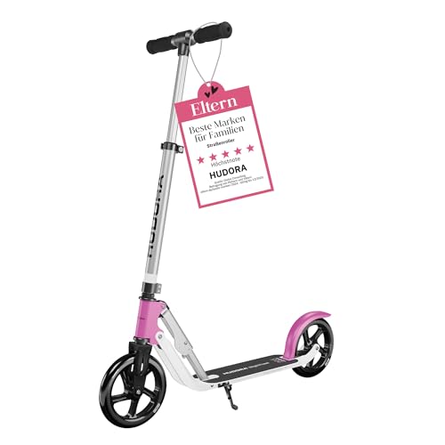 HUDORA BigWheel Pure Scooter I Stabiler Aluminium-Roller mit Ständer I Höhenverstellbarer & zusammenklappbarer Cityroller für bis zu 100kg I Tretroller für Jugendliche und Erwachsene | purple