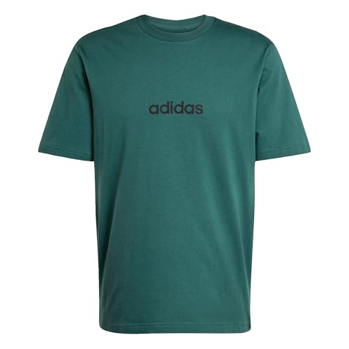 adidas Herren Essentials Linear Single Jersey Shirt, Collegiate Green/Black, XL