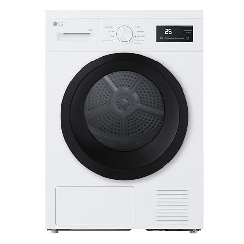 LG RT80B2 Kondenstrockner, 8 kg, Dual Inverter Wärmepumpe, Sensor Dry, LED-Touchdisplay, Startzeitvorwahl, Trommellicht, Edelstahl, 8 Programme, Weiß [Energieklasse D]