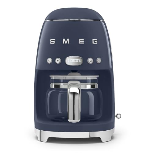 Smeg, DCF02NBEU, Filter-Kaffeemaschine, Aroma und Autostart-Funktion, Glaskaraffe bis 12 Tassen, 2 Intensitätsniveaus, Warmhaltefunktion, 1050W, Navy Blue