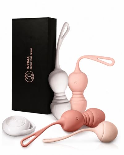 INTIMA Beckenbodentrainer für Frau mit Vibration | 4-teiliges Set mit Fernbedienung | Liebeskugeln | Kegel Balls | Stärkung der Beckenbodenmuskulatur bei Blasenschwäche & Inkontinenz