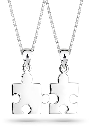 Elli Halskette Damen Puzzlestück Anhänger Set Partner Verbundenheit in 925 Sterling Silber