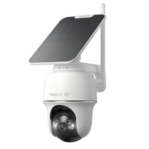 Reolink Erste 4K Solar Überwachungskamera Aussen Akku, Argus PT Ultra + Solarpanel, 2,4&5GHz WiFi, Auto-Tracking, Solar WLAN Kamera Outdoor mit 8MP UHD Farbnachtsicht, KI-Erkennung, Keine Monatsgebühr