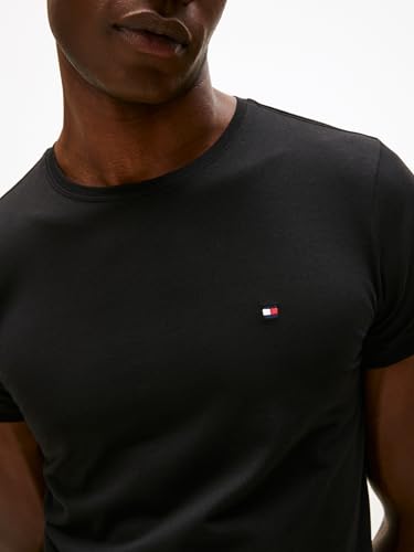 Tommy Hilfiger Herren T-Shirt Kurzarm Core Stretch Slim Fit, Schwarz (Black), XL
