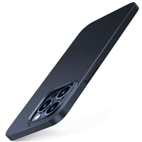 TORRAS Ultra Dünn für iPhone 14 Pro Max Hülle (mit 2 * 9H Schutzglas) Samtiger Griff (Nie Staub anhaftend) Unzerbrechlich Schutz Handyhülle iPhone 14 Pro Max Case Elegantes Aussehen Slim Schwarz