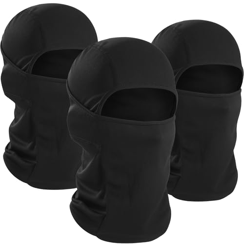 WTACTFUL 3 Stück Sturmhaube Motorrad Sommer Herren Sturmmaske Balaclava Damen Ski Maske Winter Atmungsaktiv Winddicht für Skifahren Snowboarden Motorradmaske Fahren Fahrrad Gesichtsmaske Schwarz