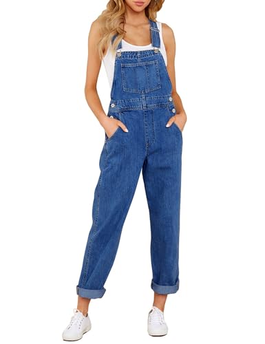 Roskiky Lässige Stretch Denim Latzhose für Damen, Jeans Overalls mit Taschen Cody Blue M