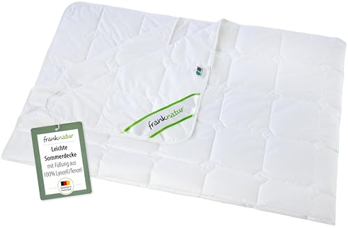 franknatur Lyocell Bettdecke 135x200 - Tencel Sommerdecke mit Baumwollbezug, leichte Sommerbettdecke, atmungsaktiv, waschbar, Oeko-TEX