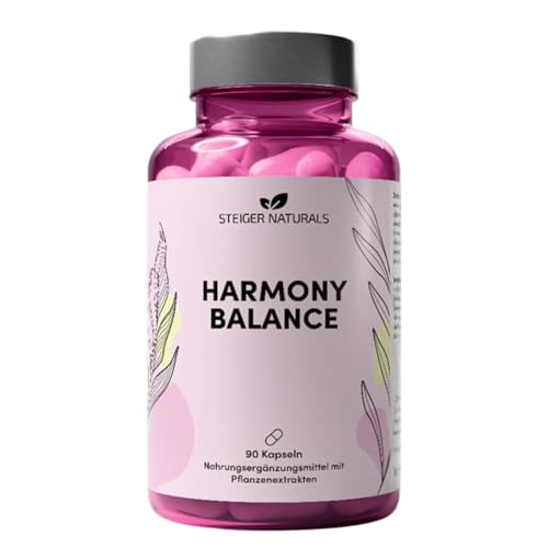 Steiger Naturals Harmony Balance – Pflanzlicher Komplex für Frauen mit 10 Pflanzenextrakten | Hormonfrei, Vegan, Laktosefrei, Glutenfrei | 90 Kapseln