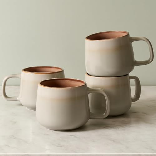 Ava Nord Steinzeug Keramik Kaffeetasse | 4er Set | 340 ml | Salbeigrau