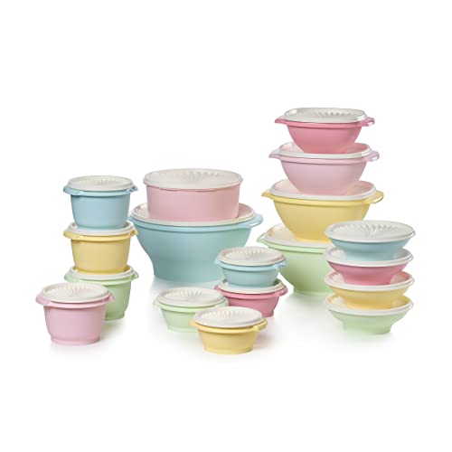 Tupperware Heritage Collection Frischhaltedosen-Set in Vintage-Farben, spülmaschinenfest und BPA-frei, 36-teilig (18 Behälter + 18 Deckel)