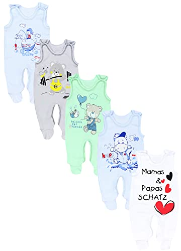TupTam Unisex Baby Strampler mit Aufdruck 5er Set, Farbe: Junge 2, Größe: 50