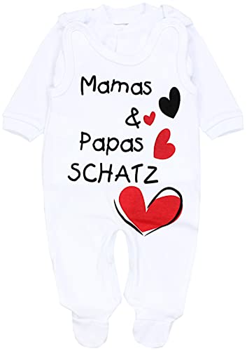 TupTam Unisex Baby Strampler Set Spruch Mamas & Papas Schatz, Farbe: Weiß - Mamas Papas Schatz, Größe: 62