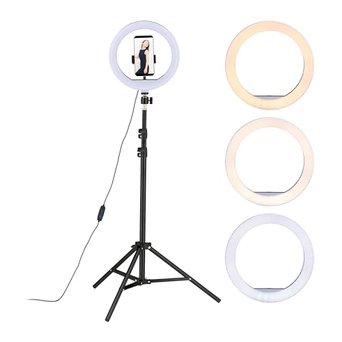 Relaxdays LED Ringlicht mit Stativ, 10