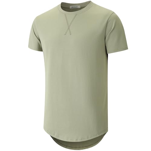 VEIISAR Herren Heavy Duty T-Shirt mit Herren 100 Baumwolle Dickes Longline T Shirt Preshrunk (X363 Light Green M)