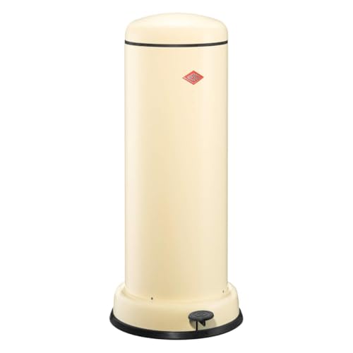 Wesco Big Baseboy Abfallsammler in der Farbe mandel, pulverbeschichtetes Stahlblech, 30 Liter Volumen, eingebauter Dämpfer, Metall-Fußtritt mit Gummitrittfläche