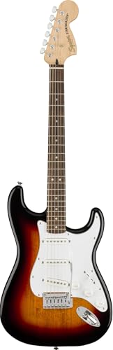Fender Squier Affinity Stratocaster E-Gitarre, 3-Color Sunburst, hochwertiger Klang, leichte Bespielbarkeit, ideal für Anfänger & Fortgeschrittene, inkl. kostenloser virtueller Kurse auf Fender Play