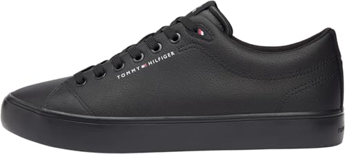Tommy Hilfiger Herren Core Low Top Leder Vulkanisierte Sneaker, Black Triple Black, 42 EU