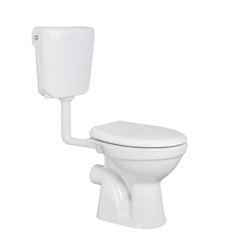 Belvit Dusch-WC Komplettset, Standtoilette mit Bidet und Spülkasten, Weiß