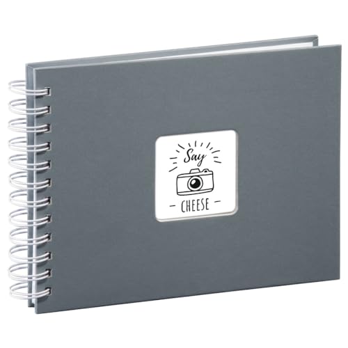 Hama Fotoalbum 24x17 cm (Spiral-Album mit 50 weißen Seiten, Fotobuch mit Pergamin-Trennblättern, Album zum Einkleben und Selbstgestalten) grau