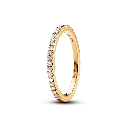 PANDORA Timeless Funkelnder Band-Ring aus Sterling Silber mit vergoldeter Metalllegierung, Cubic Zirkoniastein verziert, Größe: 56, 162999C01-56