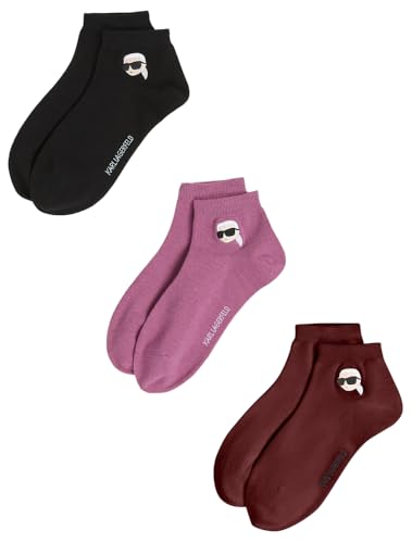 Karl Lagerfeld Damen K/Ikon Sneaker Sock (3 Pack) Wine/Pink/Black 39-42