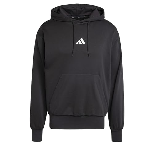 adidas Herren Essentials Feelcozy Fleece Hoodie Sweatshirt, Black/White, L