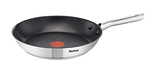 Tefal Duetto Pfanne 24 cm, Edelstahlpfanne Induktion, sichere Antihaftversiegelung, Thermo-Signal bei idealer Brattemperatur, gesundes Kochen, für alle Herdarten geeignet, A70404