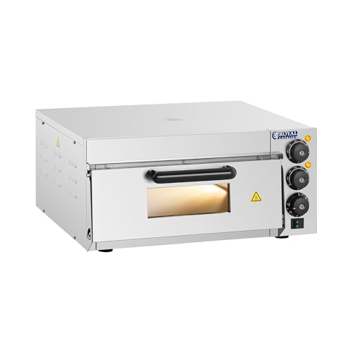 Royal Catering RCPO-2000-1PE Pizzaofen elektrisch 2000W 1 Kammer Pizzabackofen Pizza Ofen Schamotte Schamotteboden